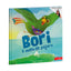 Portada ilustrada del libro infantil bilingüe "Bori: A Vuelo de Pájaro", mostrando a la cotorra puertorriqueña protagonista rodeada de la colorida naturaleza de la isla.