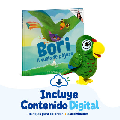 Bori La Cotorra | Set de Peluche y Libro + Kit Digital