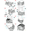 Fotografía de estudio de la segunda página del manual de instrucciones de La Casita de Campo Modelo Primavera, mostrando los pasos ilustrados del 5 al 12 para completar el techo, el balcón y la estructura final.