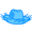 Ícono azul de una pava, el sombrero de paja típico puertorriqueño.