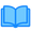 Ícono azul de un libro abierto.