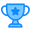 Ícono azul de un trofeo con una estrella.