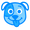 Ícono azul de la cara de un perrito con la lengua afuera.